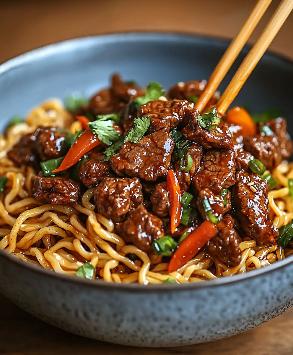 Hoisin Beef Noodles Dish