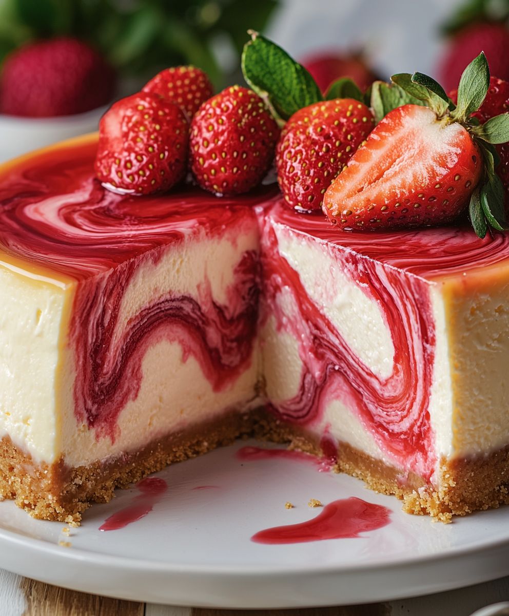 Strawberry Swirl Cheesecake