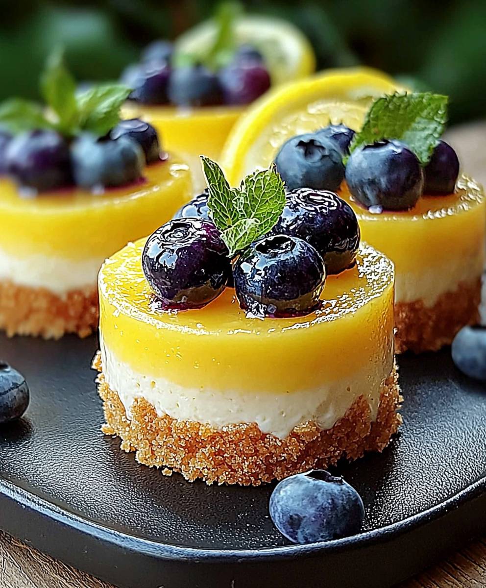 Mini Lemon Blueberry Cheesecakes