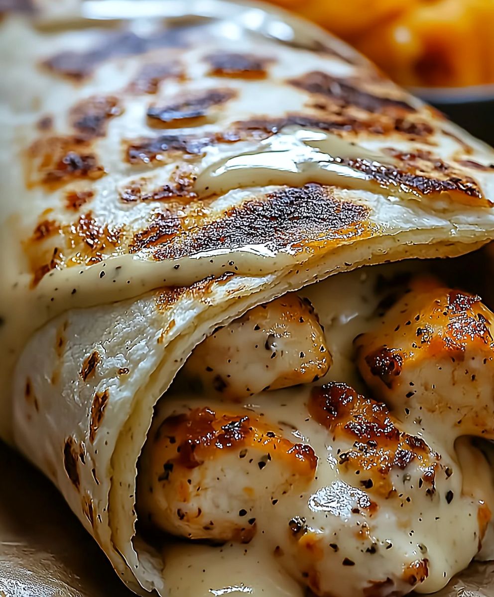 Garlic Cheesy Chicken Wraps
