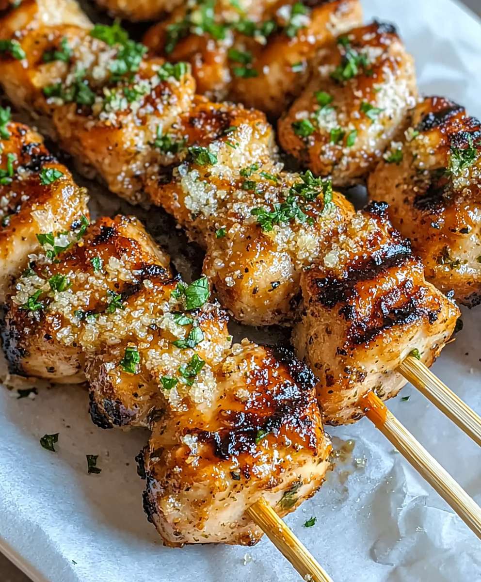 Grilled Garlic Parmesan Chicken Skewers