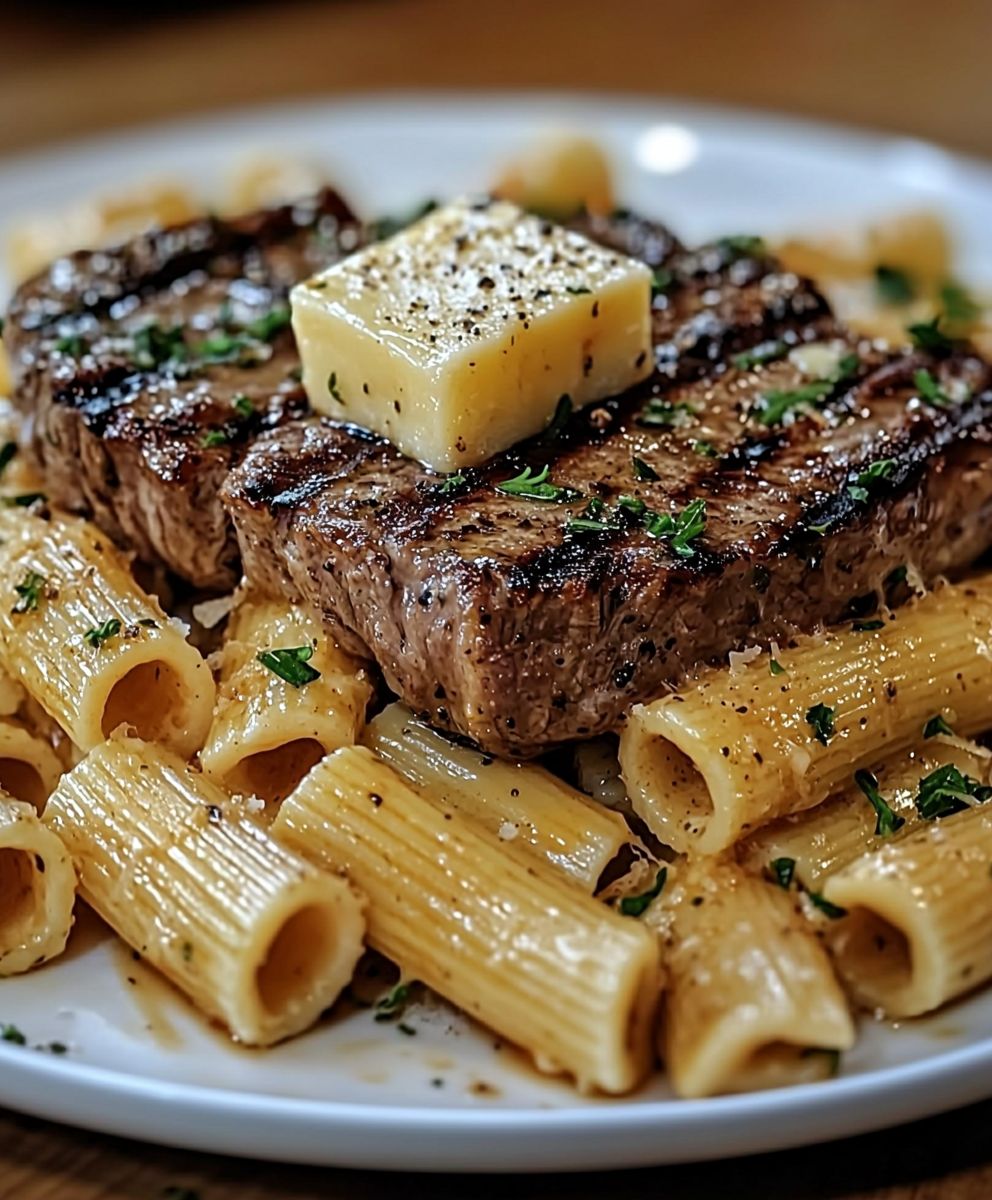 Garlic Butter Steak Rigatoni