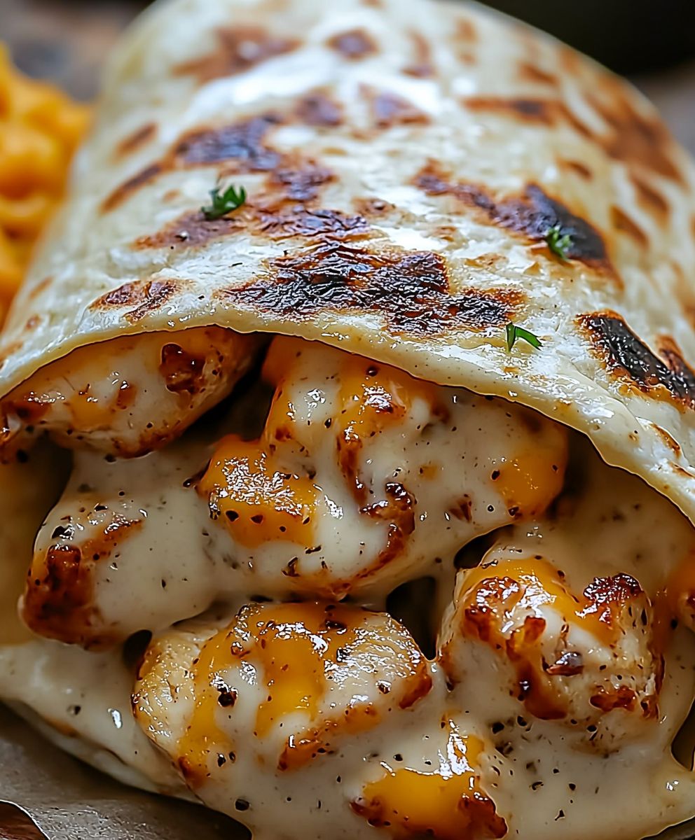 Garlic Cheesy Chicken Wraps