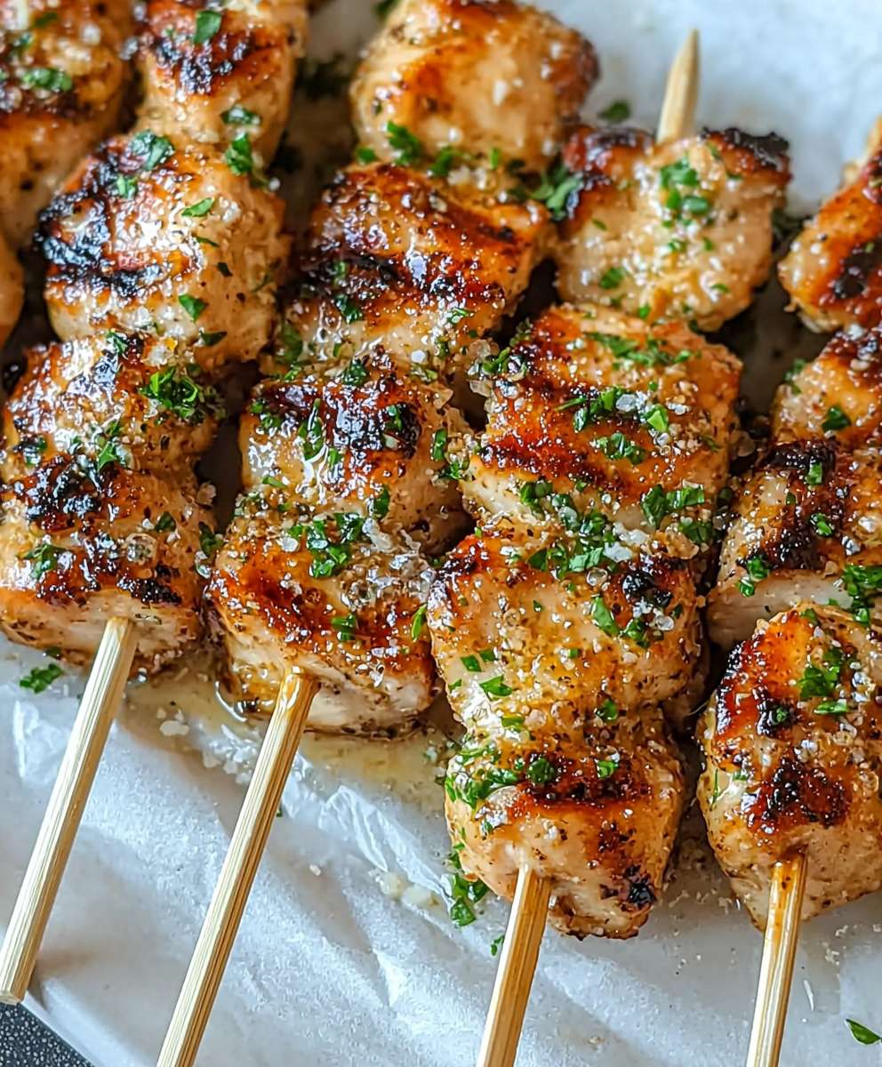 Grilled Garlic Parmesan Chicken Skewers