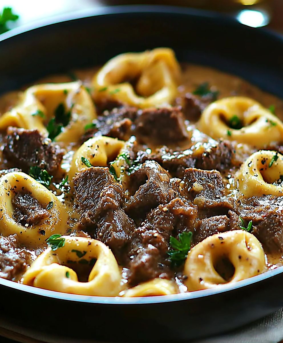 Cheesesteak Tortellini Provolone Sauce