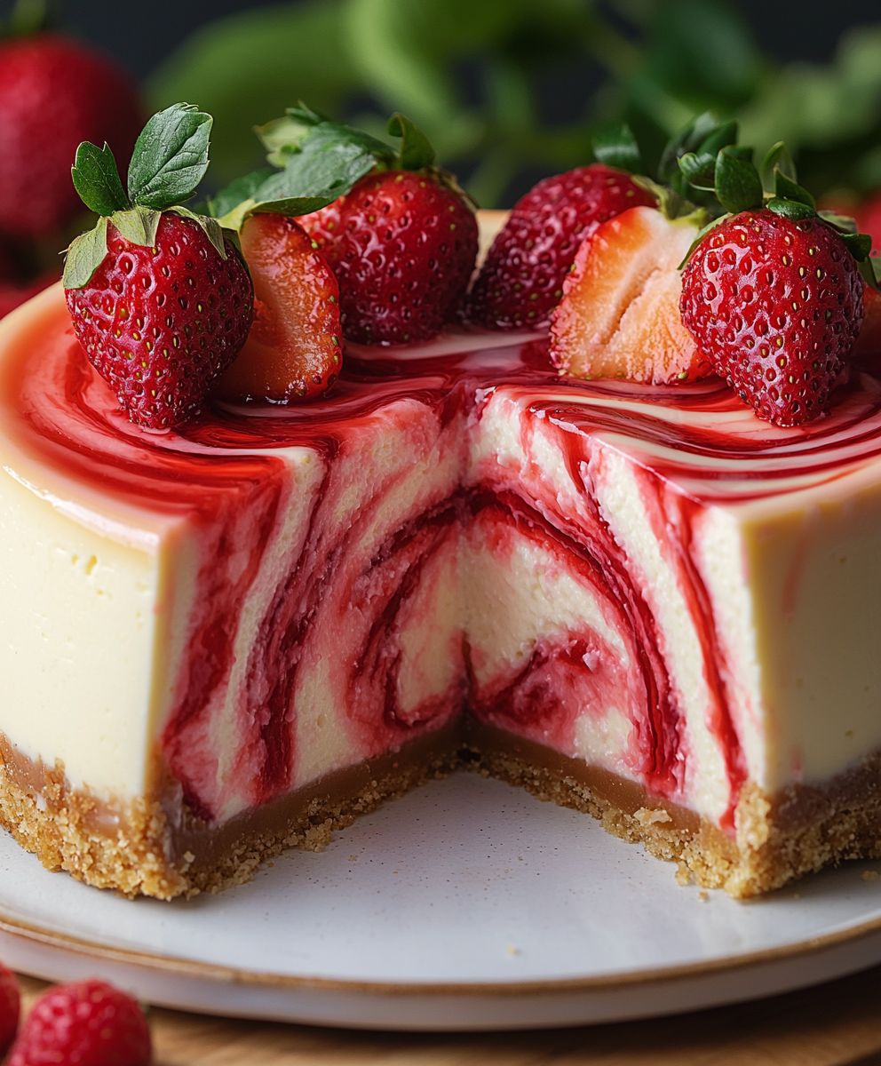 Strawberry Swirl Cheesecake
