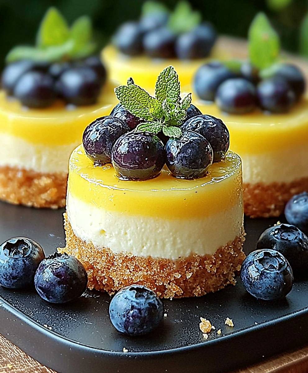 Mini Lemon Blueberry Cheesecakes