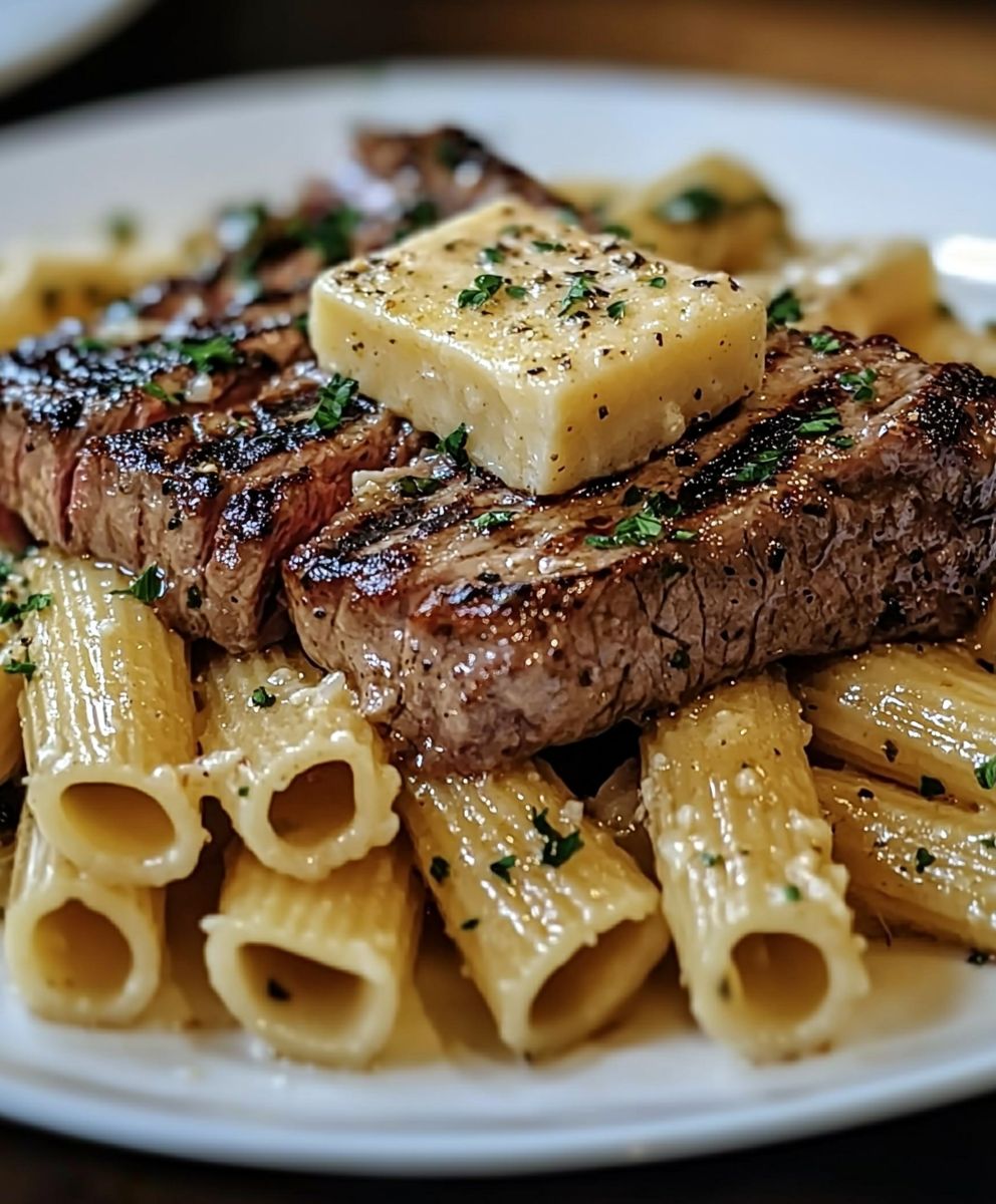 Garlic Butter Steak Rigatoni