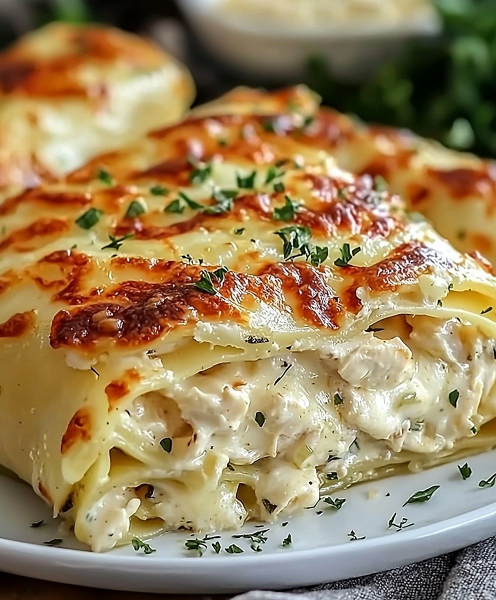 Chicken Alfredo Lasagna Rolls