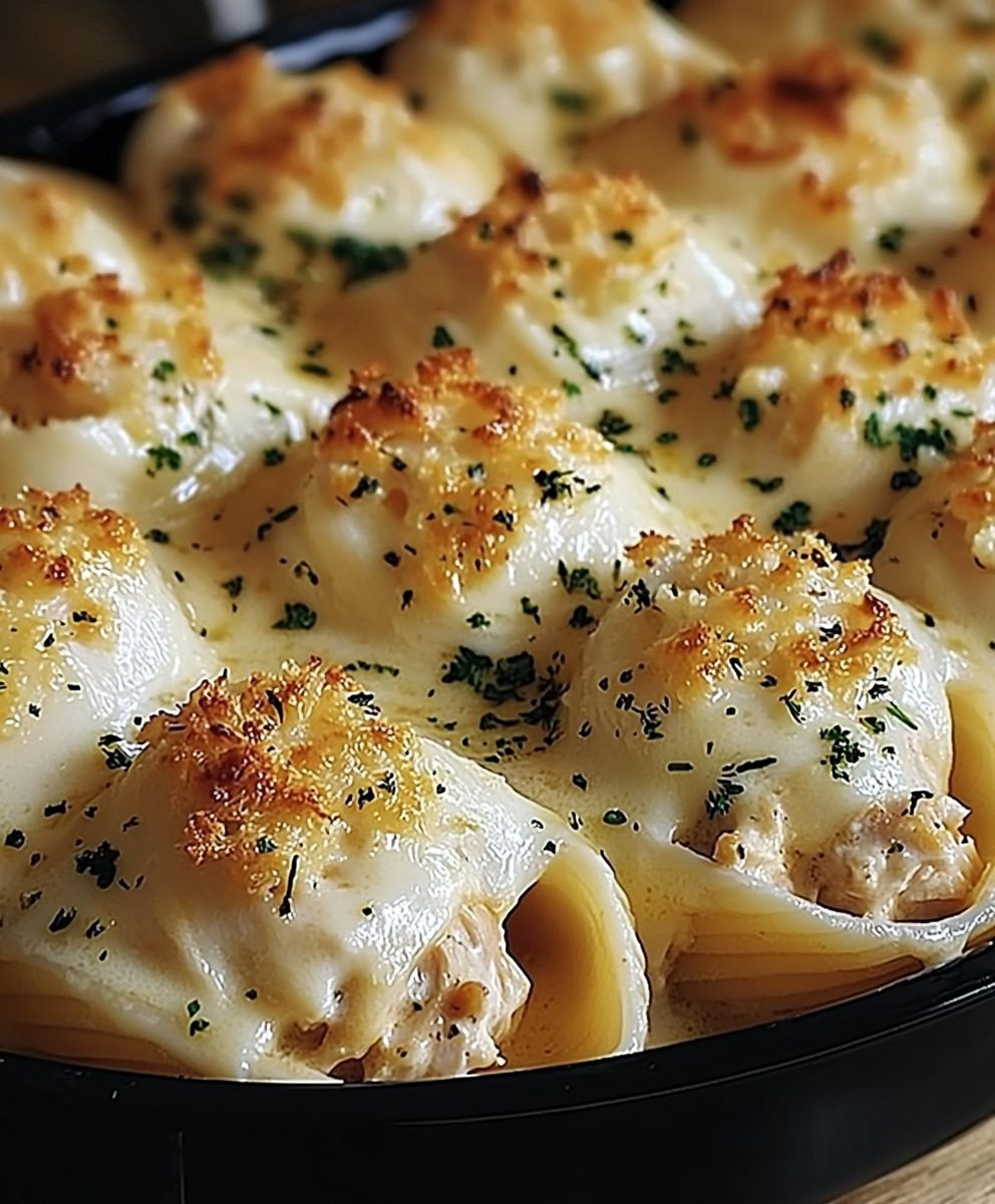 Garlic Butter Chicken Alfredo Shells