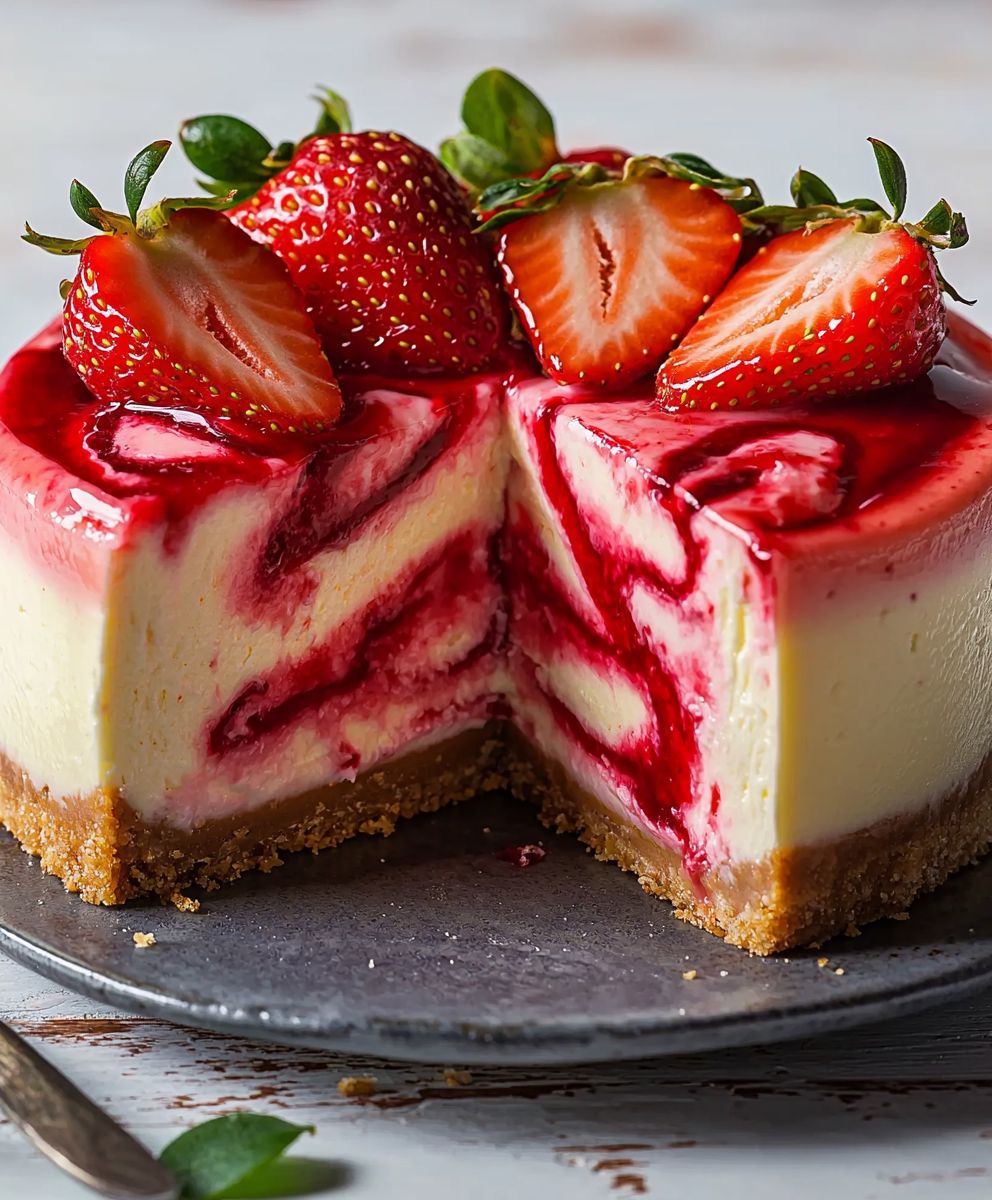 Strawberry Swirl Cheesecake