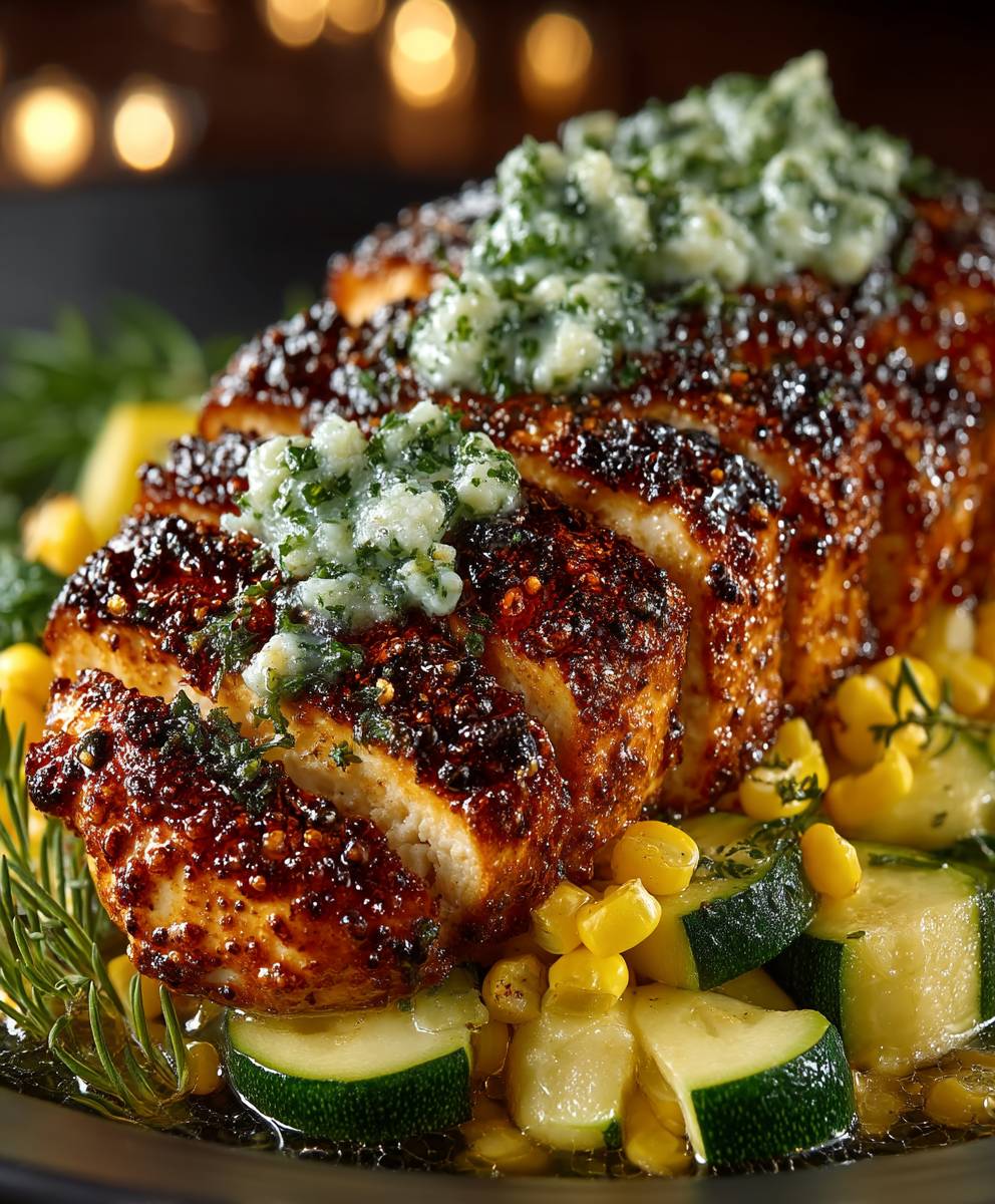 Garlic butter chicken zucchini corn