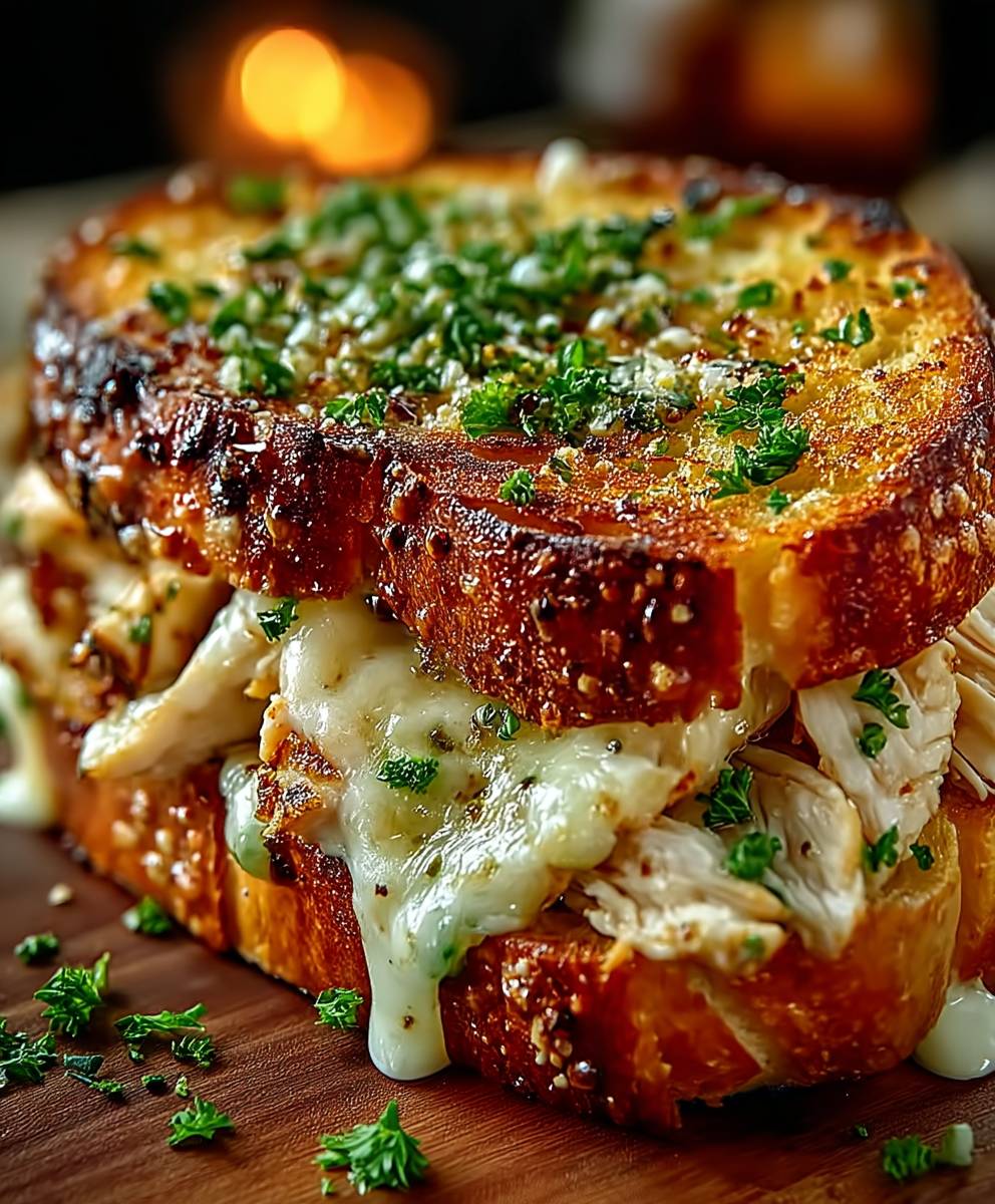 Cheesy Chicken Garlic Bread