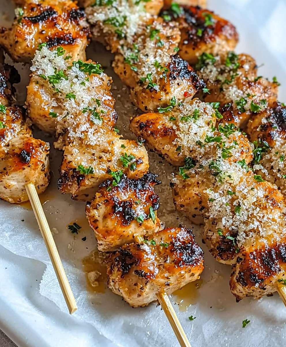 Grilled Garlic Parmesan Chicken Skewers
