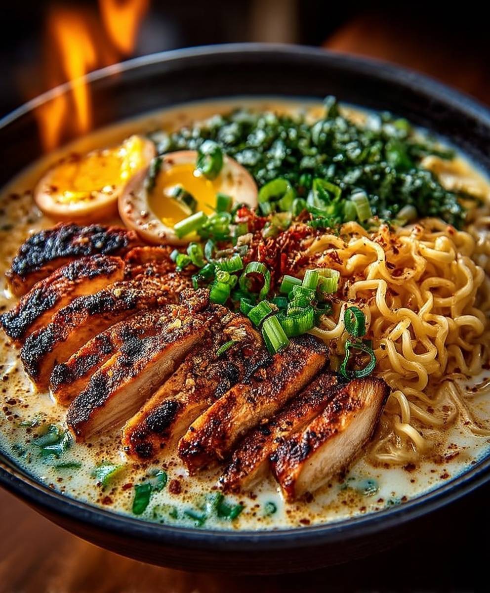 Spicy creamy chicken ramen
