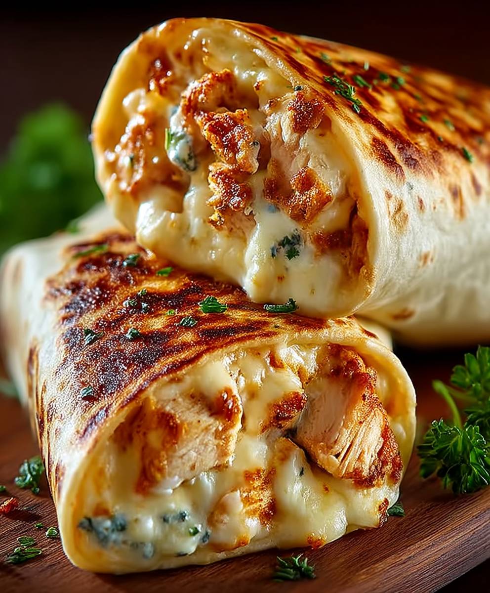 Cheesy Garlic Chicken Wraps