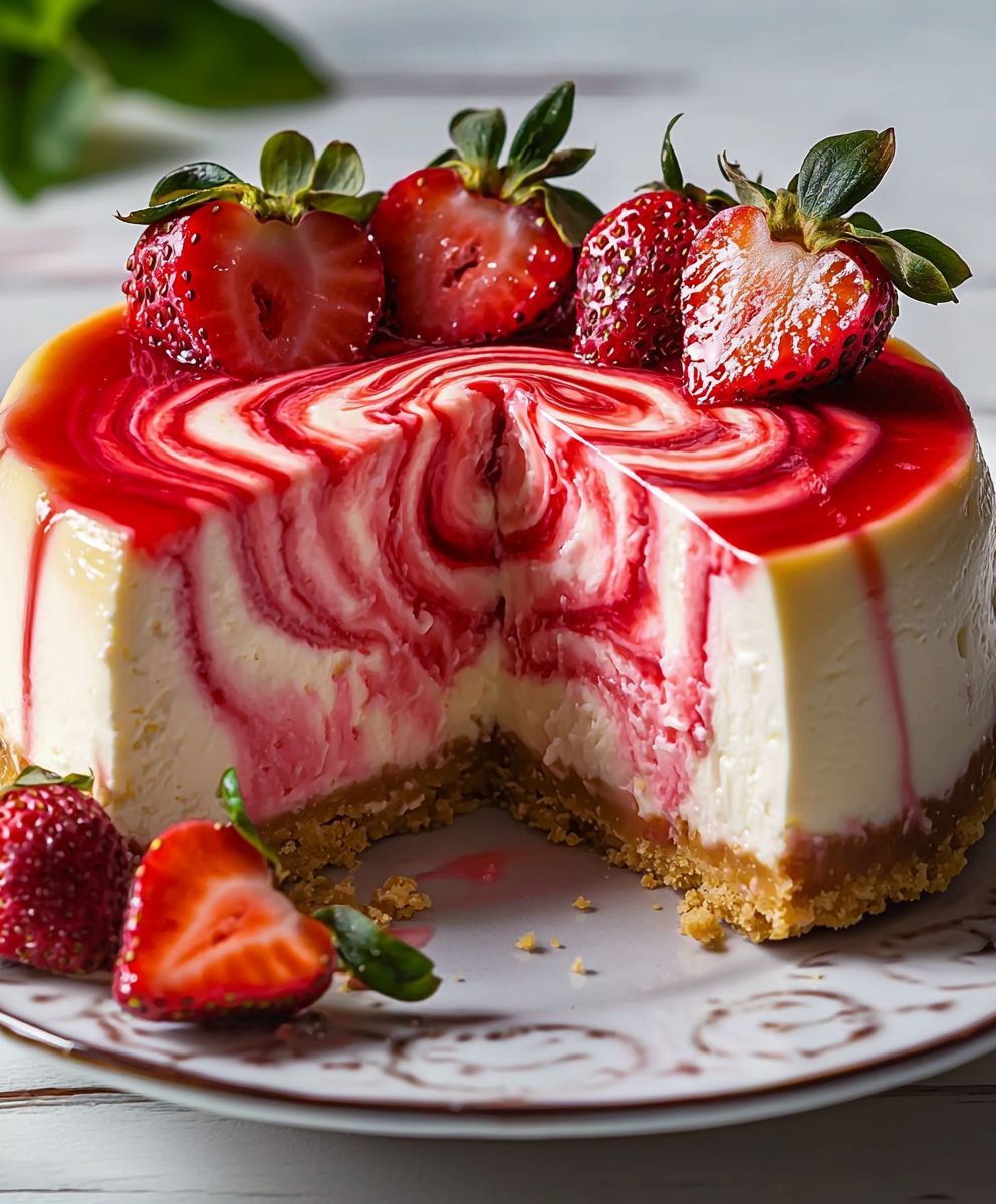 Strawberry Swirl Cheesecake