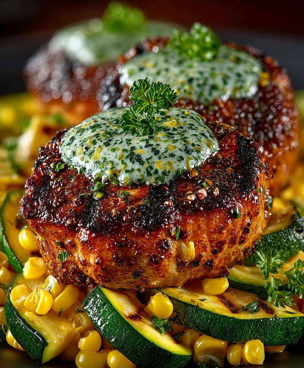 Garlic butter chicken zucchini corn