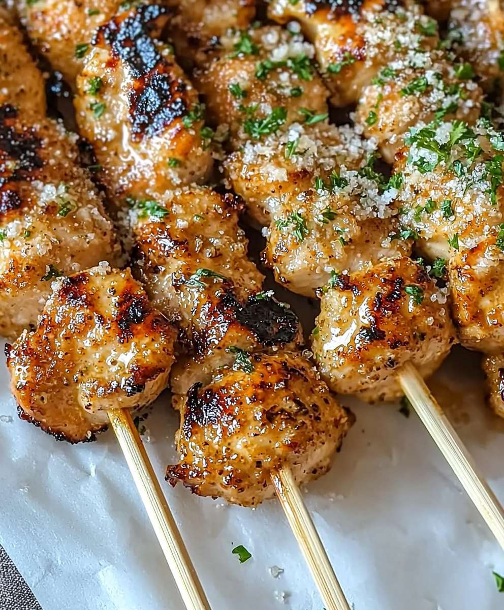 Grilled Garlic Parmesan Chicken Skewers