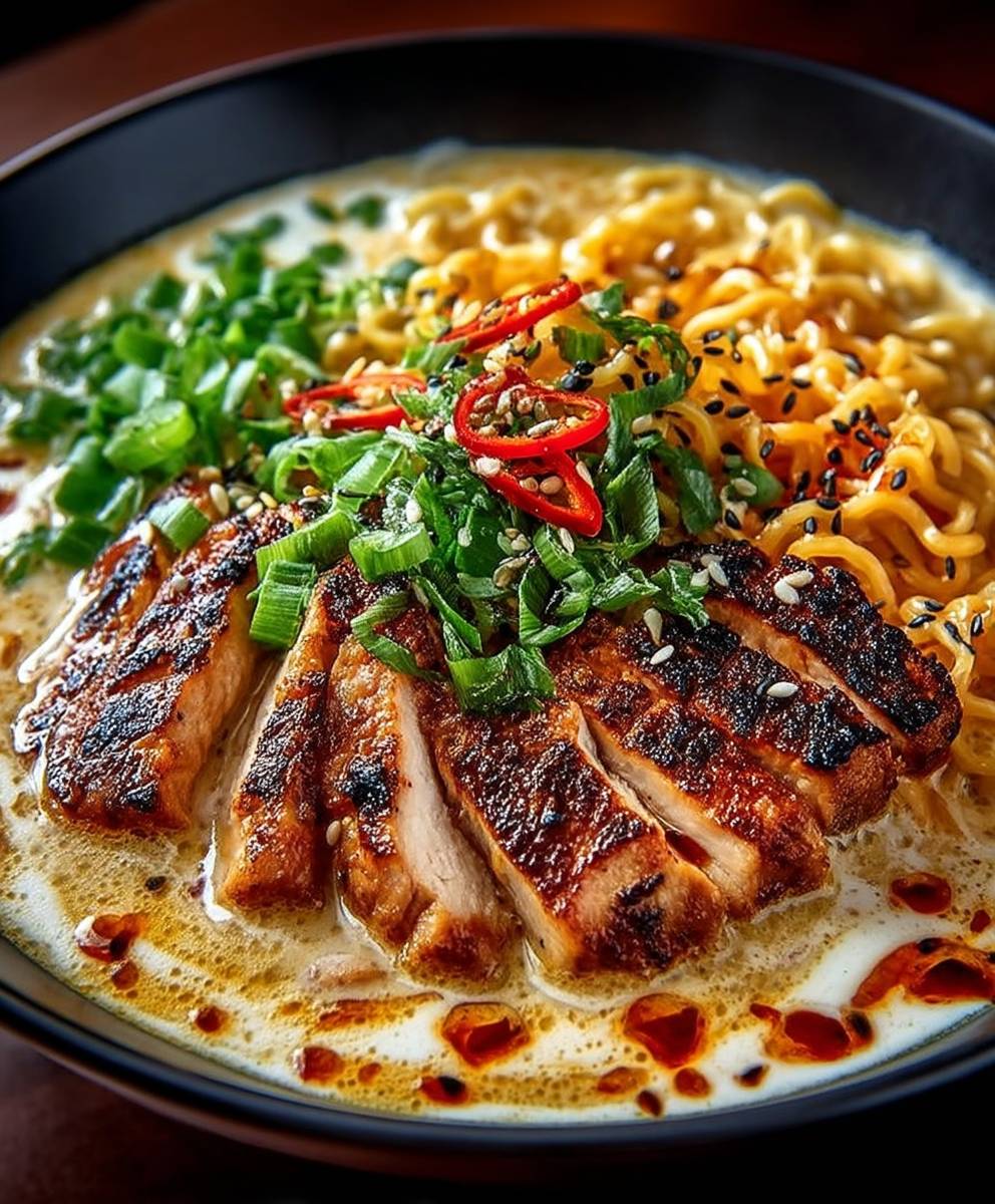 Spicy creamy chicken ramen