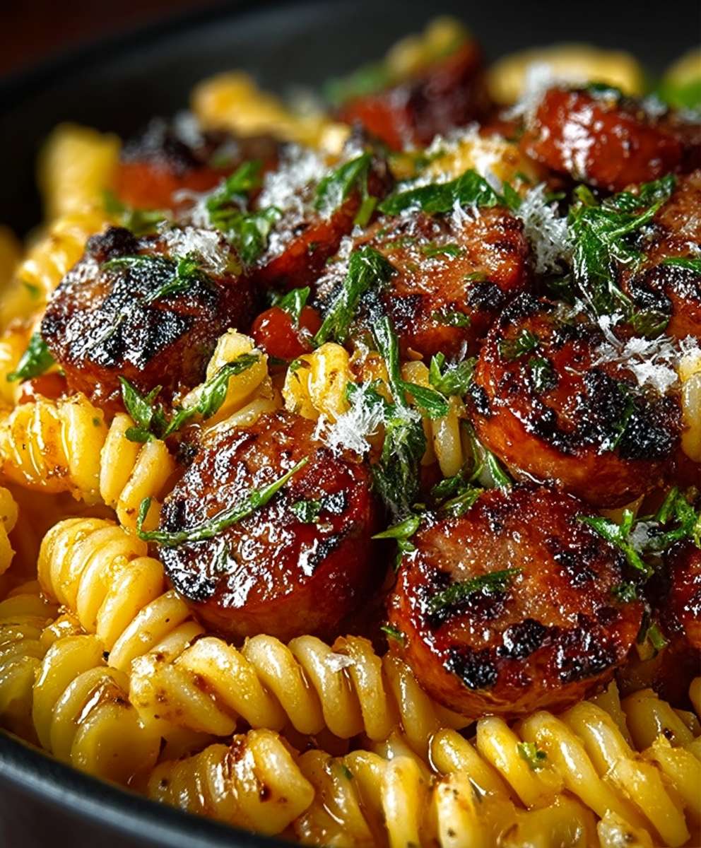 Spicy Honey BBQ Sausage Pasta