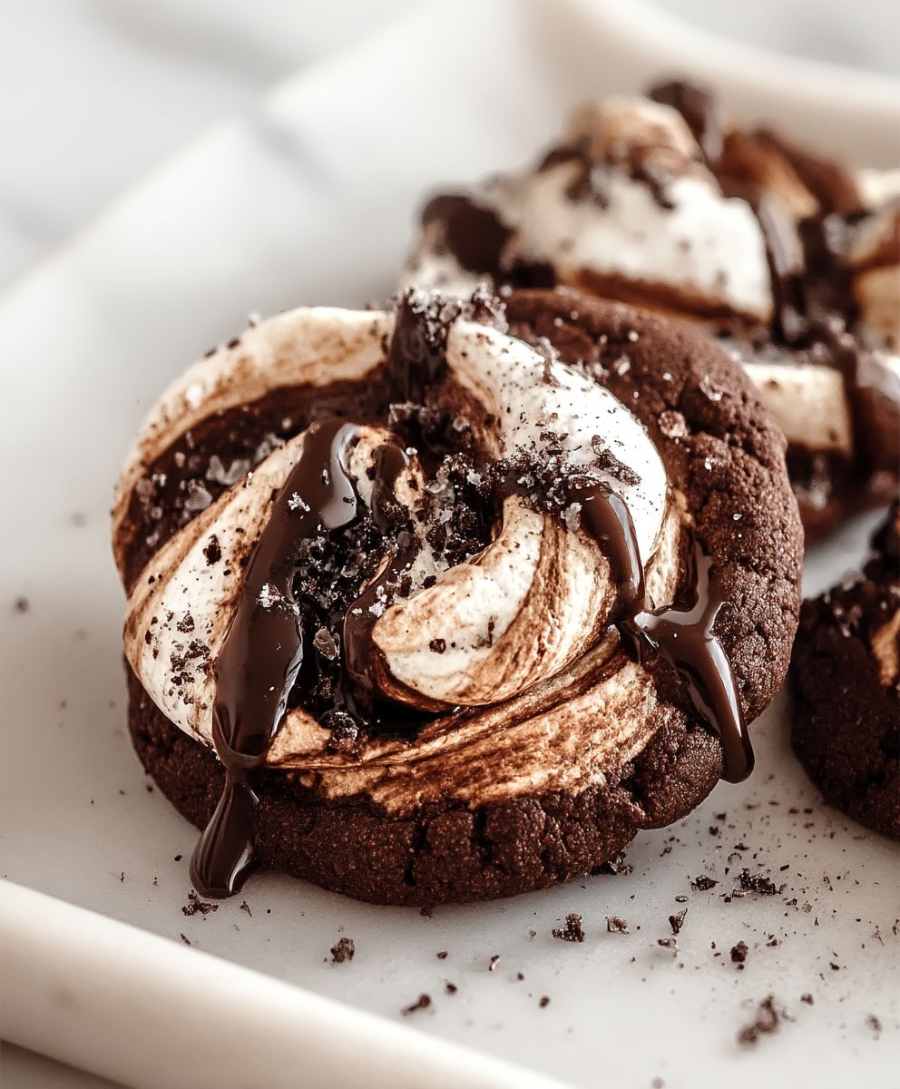 Chocolate Marshmallow Swirl Cookies