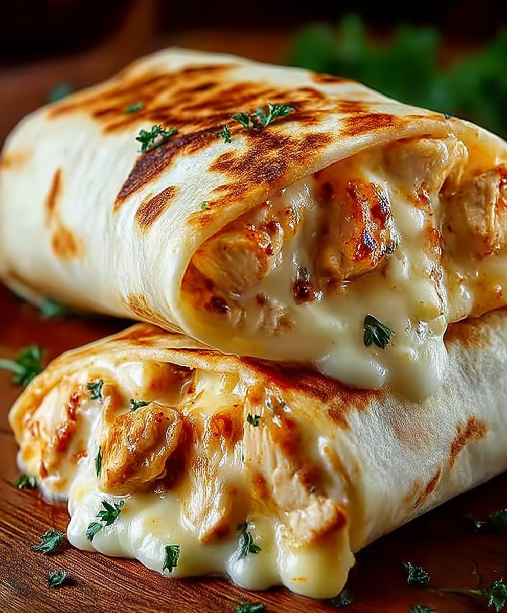 Cheesy Garlic Chicken Wraps