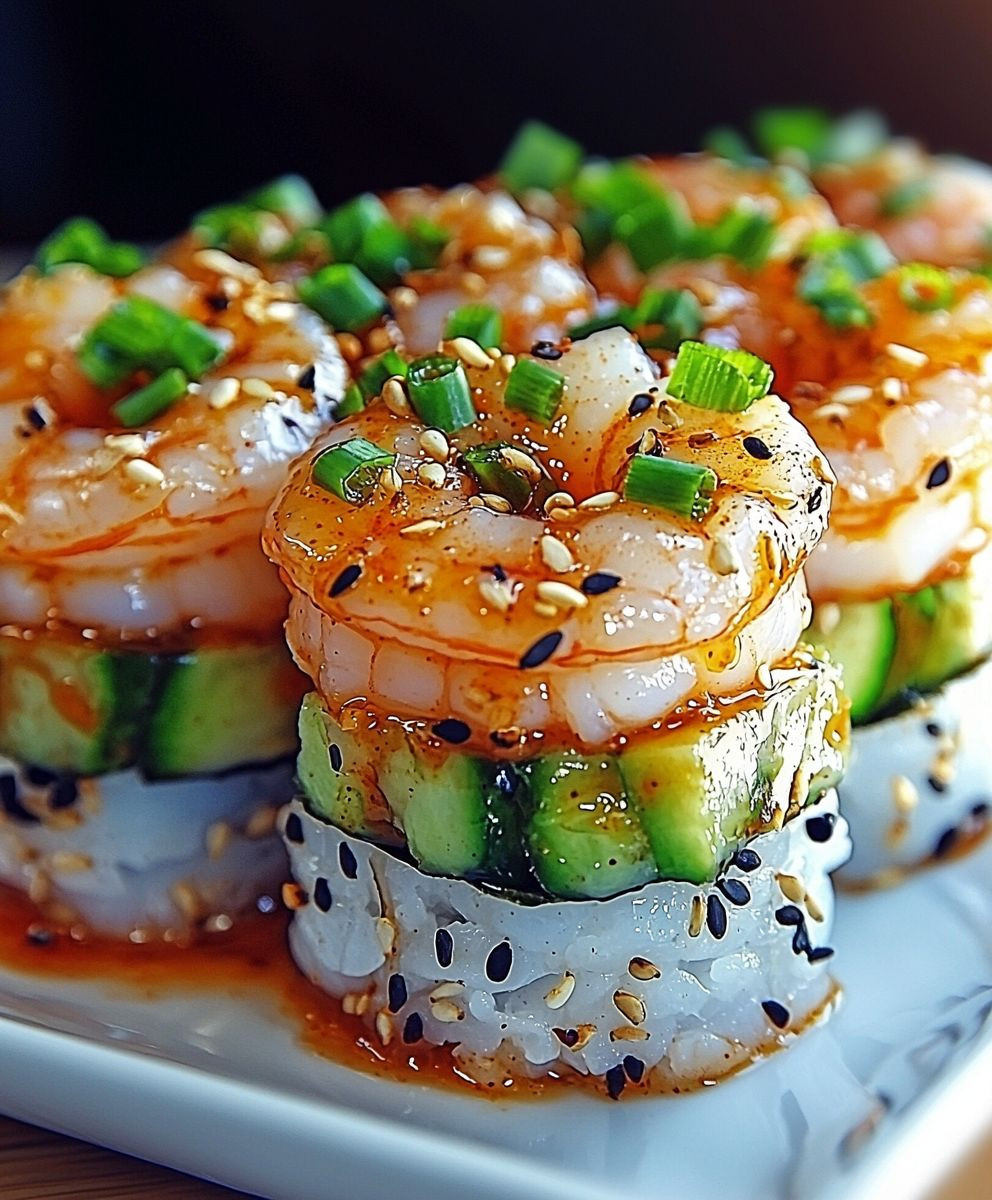 Spicy Shrimp Sushi Stacks