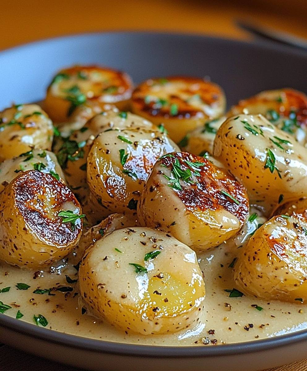 Creamy Garlic Baby Potatoes