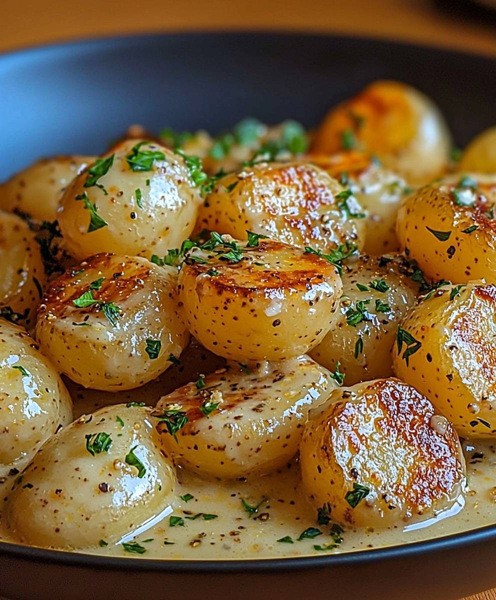 Creamy Garlic Baby Potatoes
