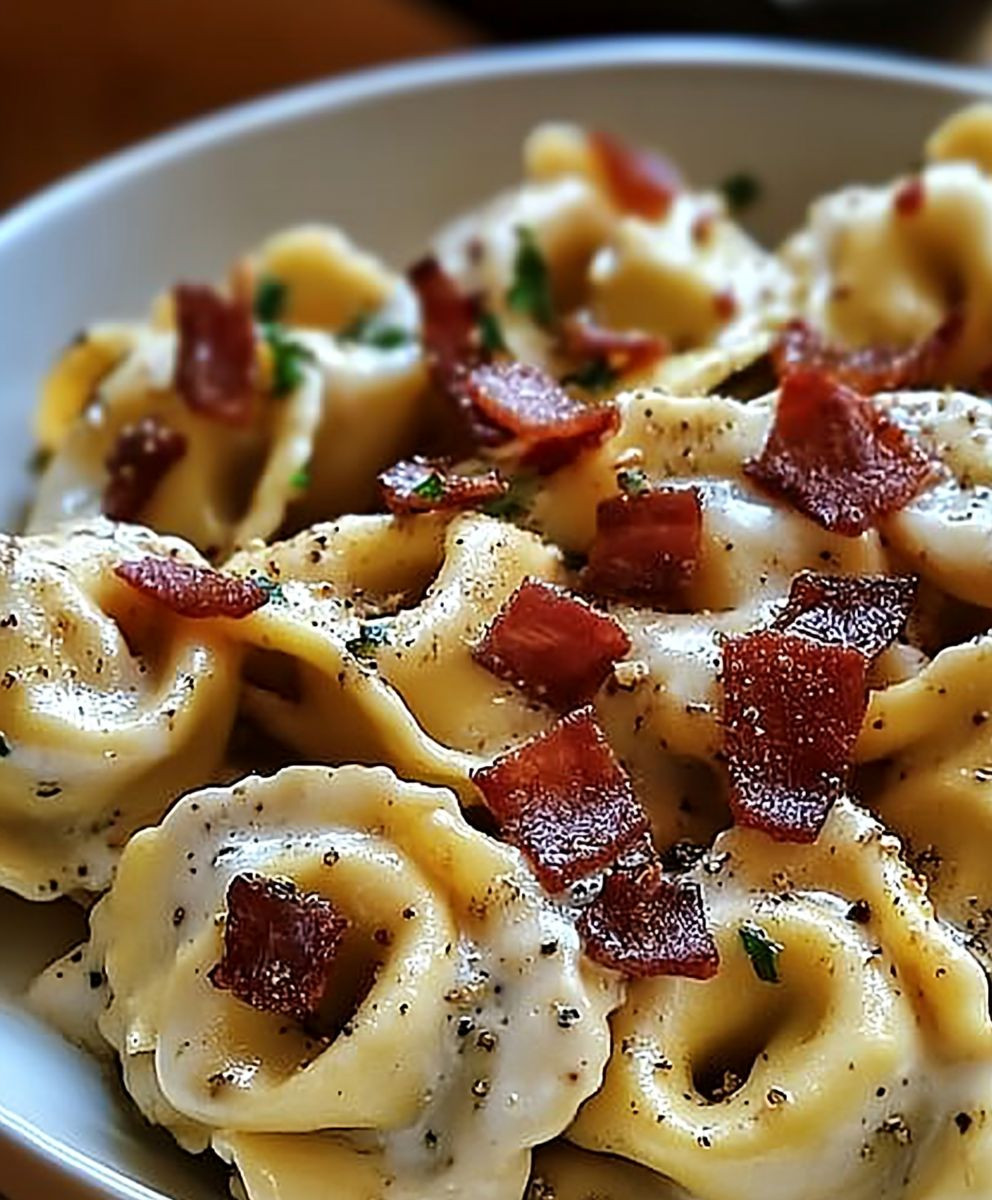 Tortellini Carbonara dish
