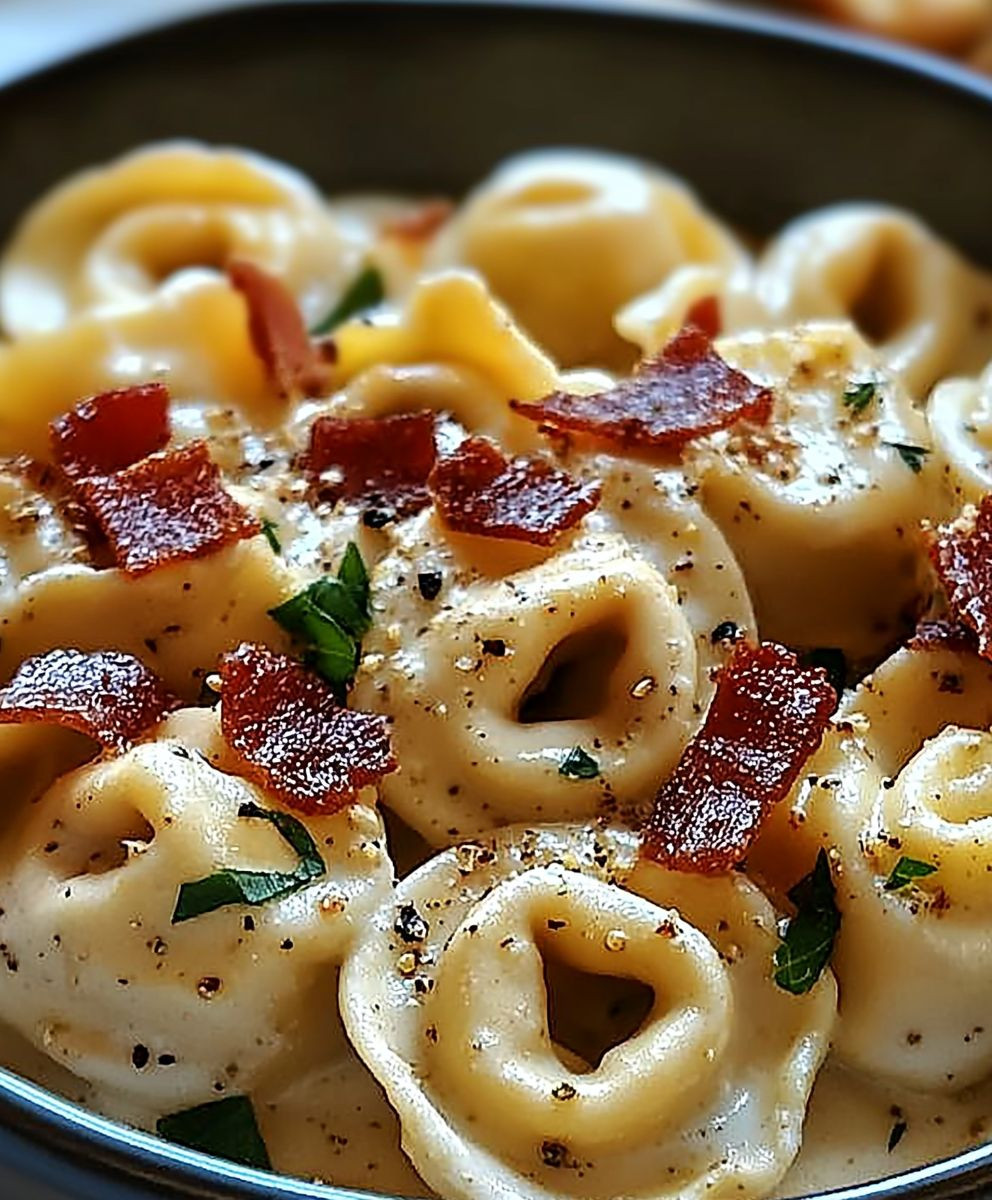 Tortellini Carbonara dish