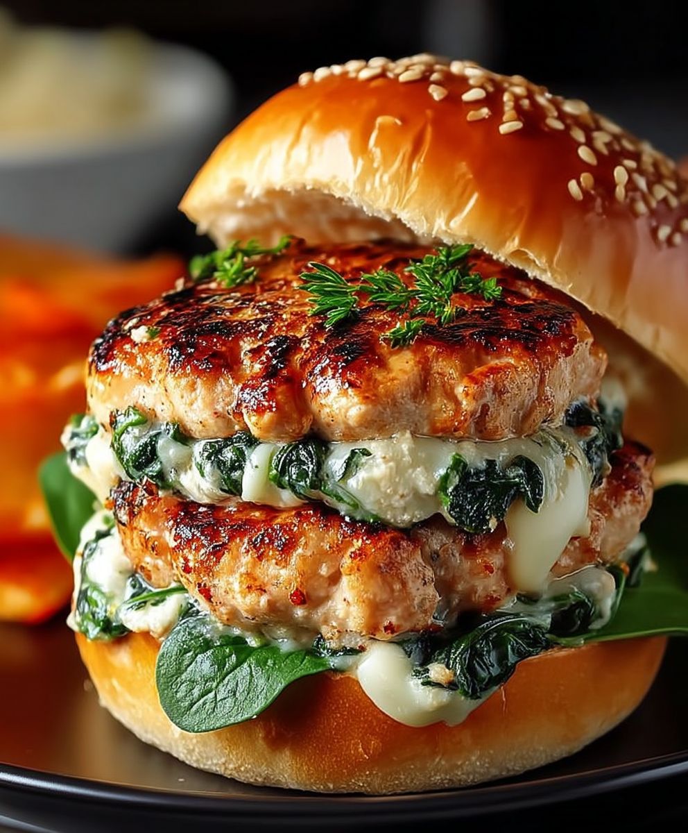 Spinach chicken burgers