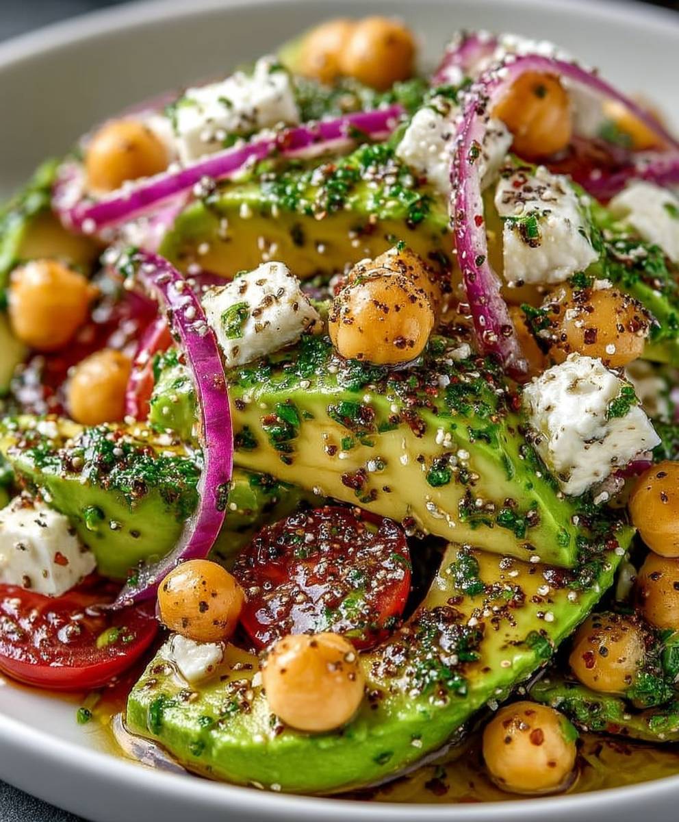 Chickpea feta avocado salad