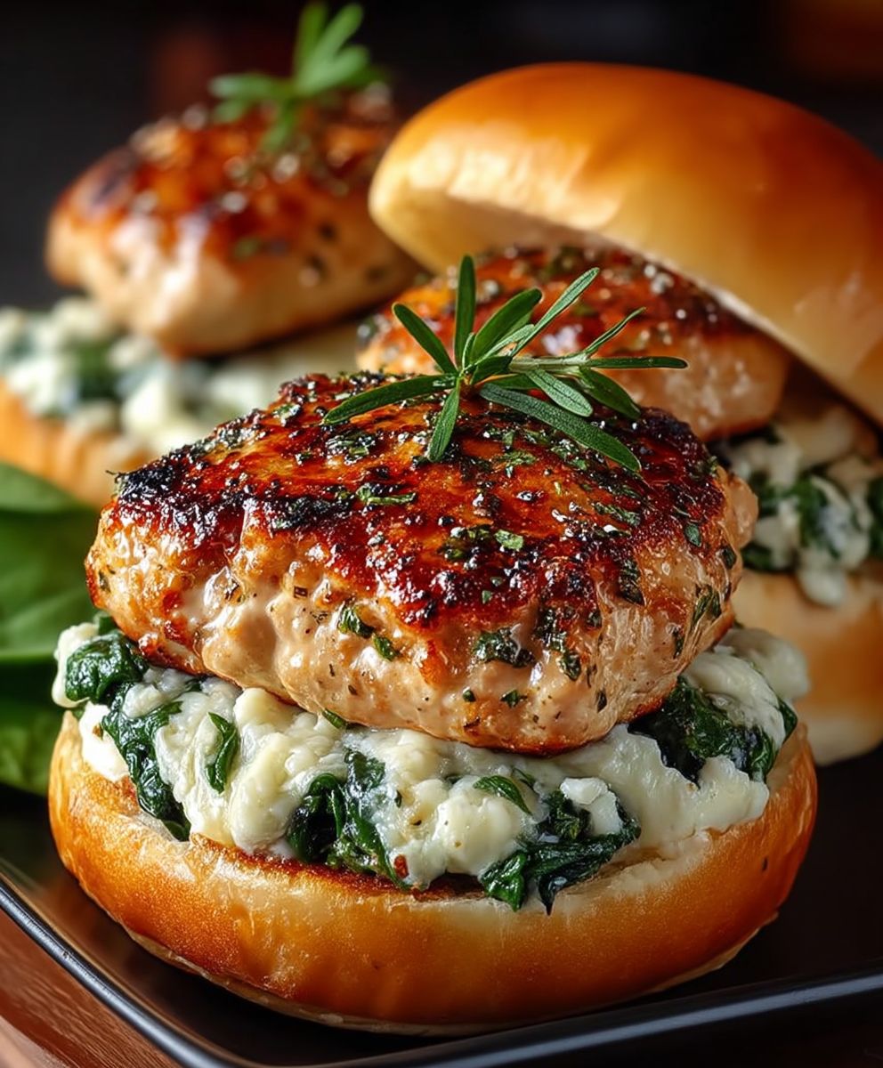 Spinach chicken burgers