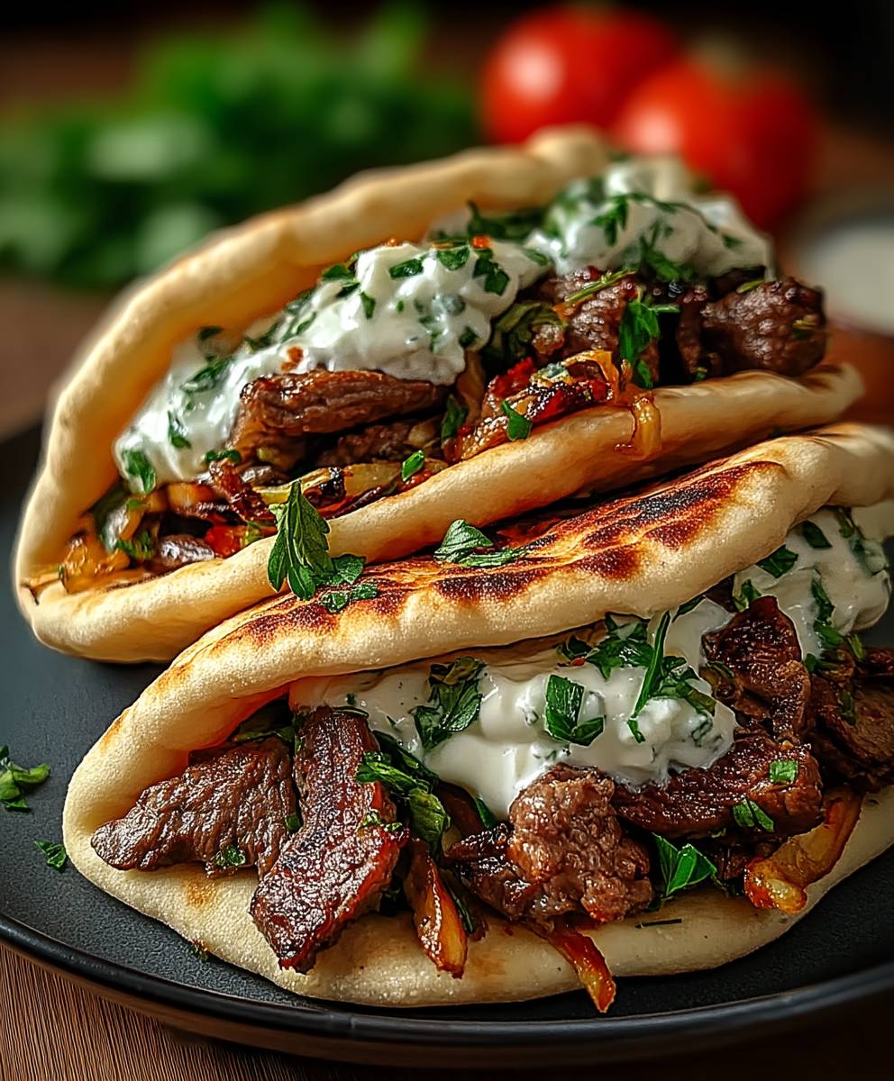 Beef Mushroom Pita Pockets