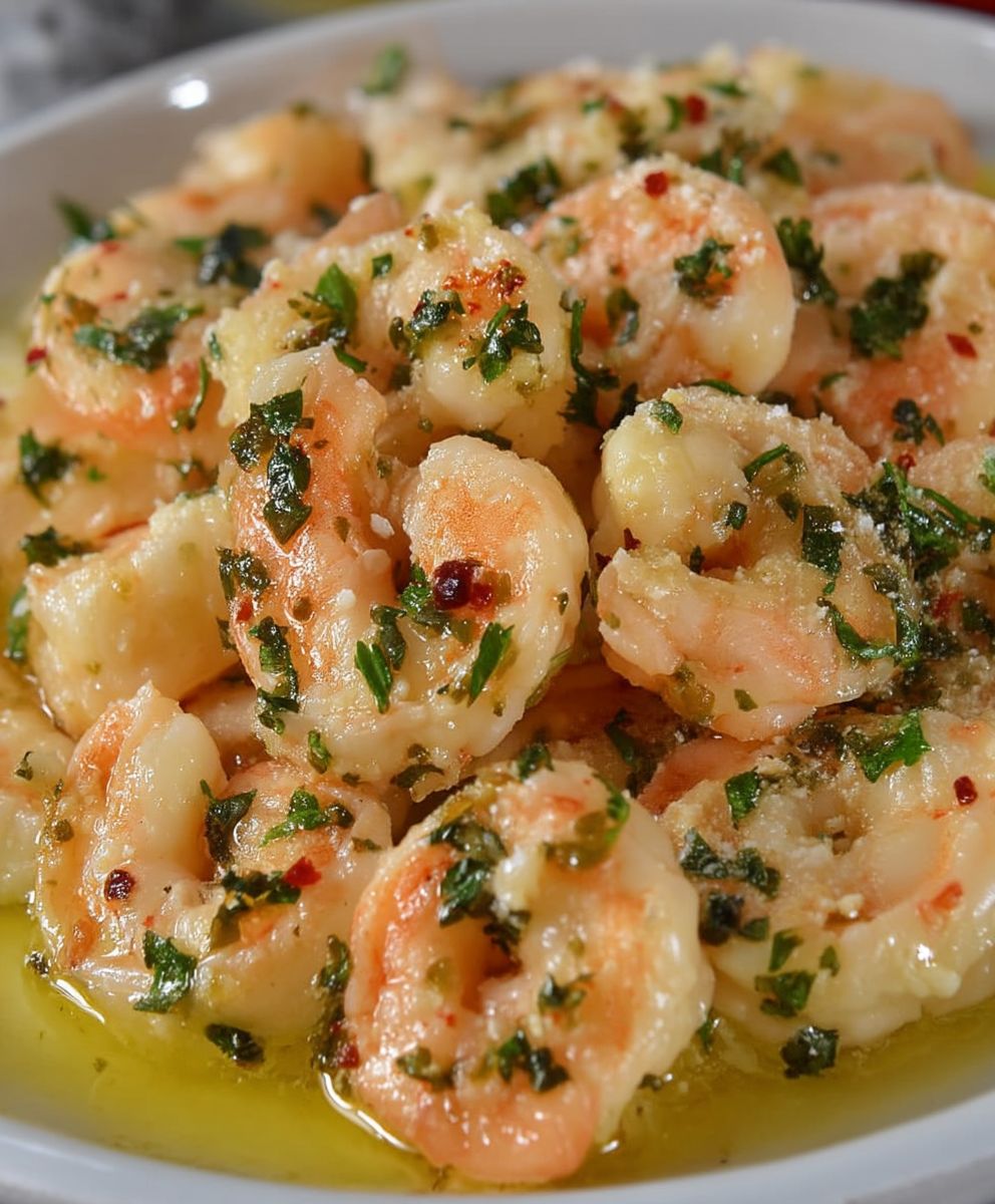 Shrimp scampi pasta bake