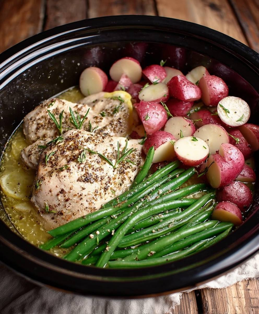 Crockpot chicken potatoes green beans