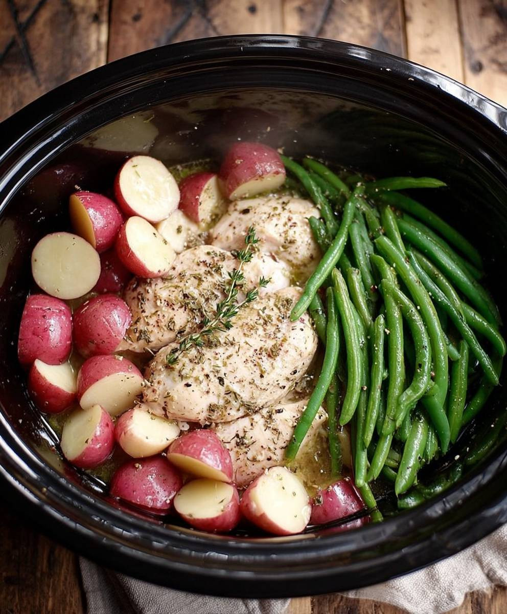 Crockpot chicken potatoes green beans