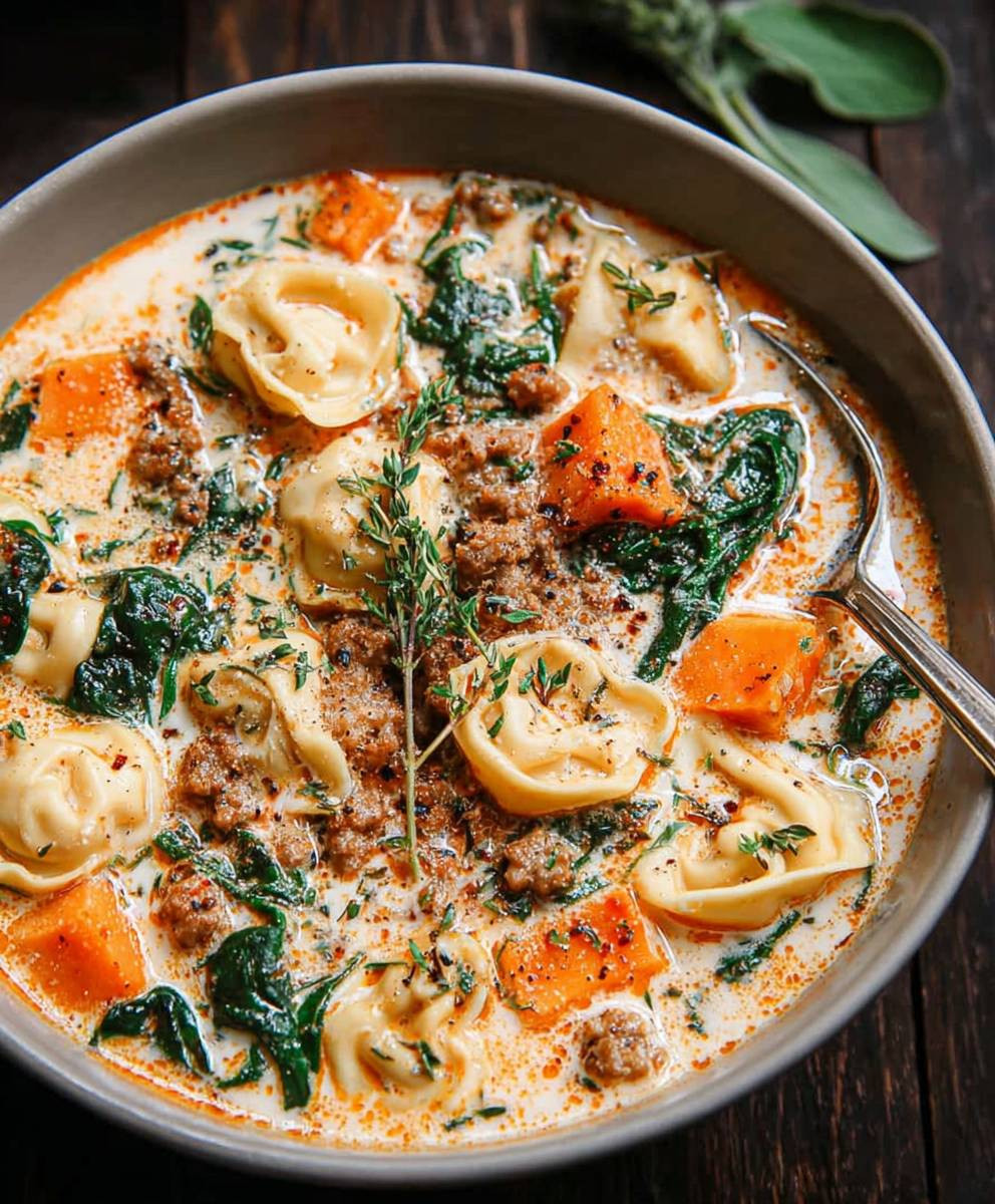 Creamy Sausage Tortellini Soup