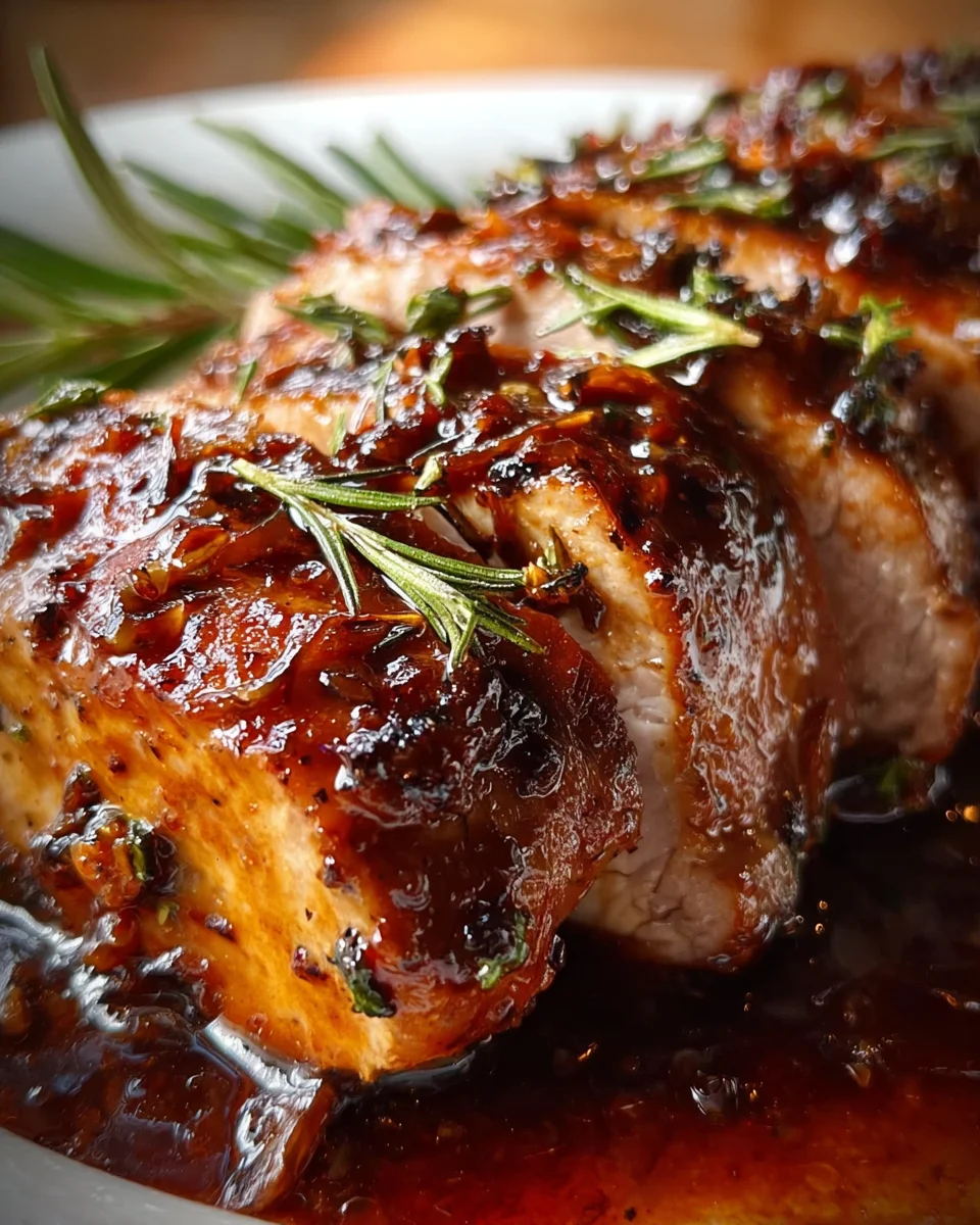 Savory Slow Cooker Apple Butter Glazed Beef Tenderloin