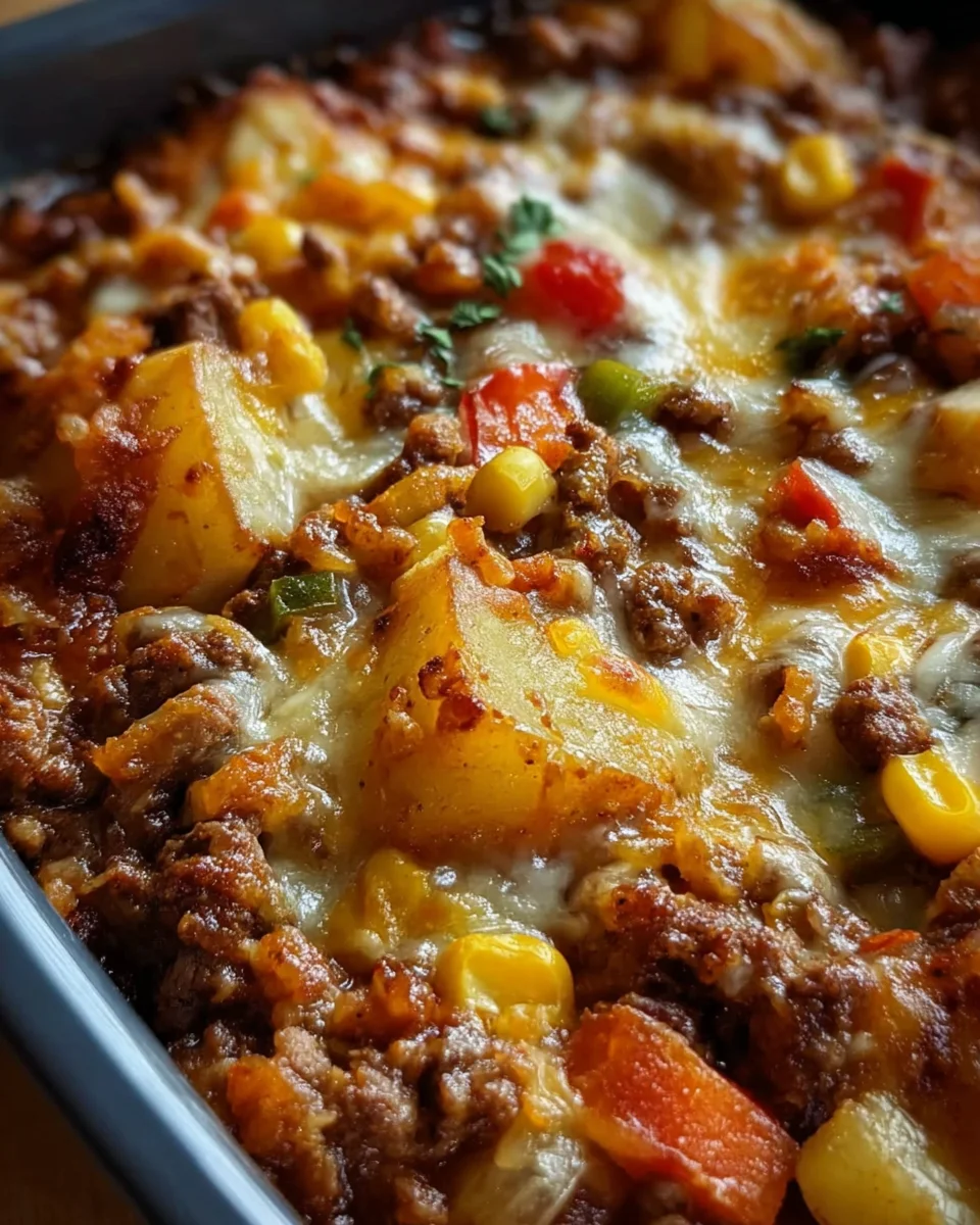 Hearty Slow Cooker Cowboy Beef Casserole Recipe