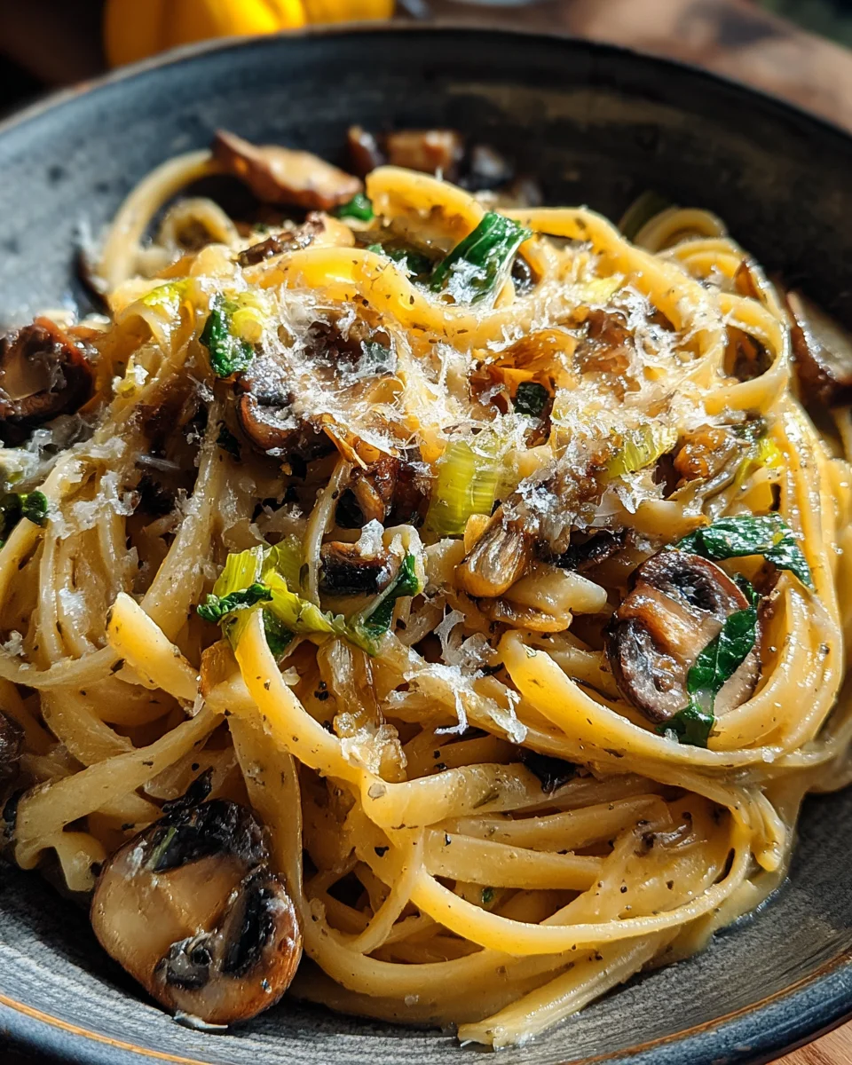 Delicious Caramelized Leek & Mushroom Gruyere Pasta