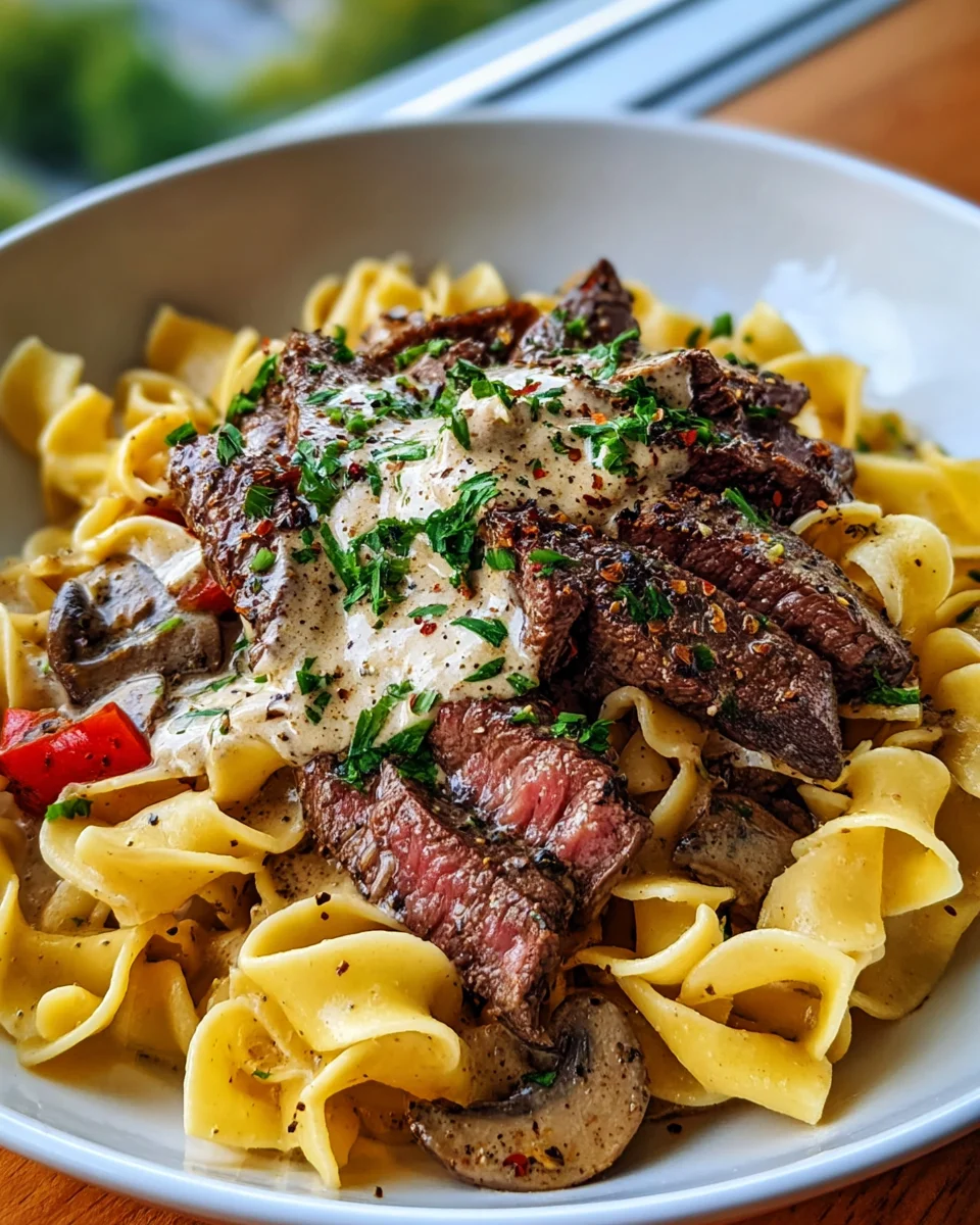 Peppercorn Steak Stroganoff & Egg Noodles: Creamy Dinner!