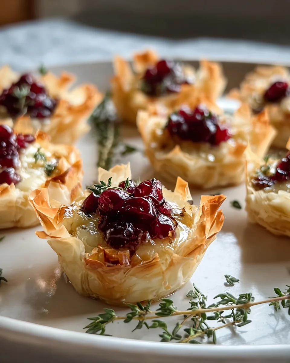 Cranberry Brie Thyme Phyllo Cups: Festive Sweet & Savory Treat