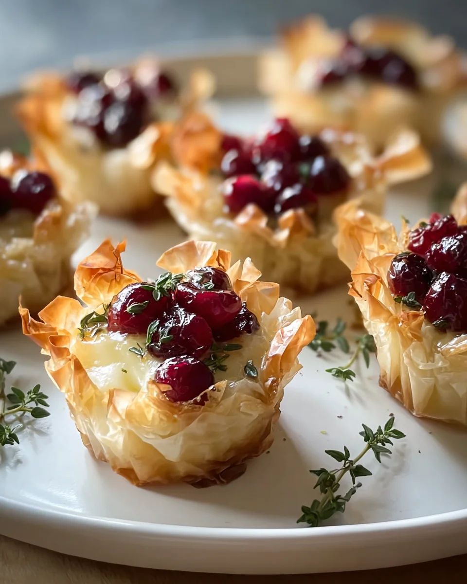 Cranberry Brie Thyme Phyllo Cups: Festive Sweet & Savory Treat