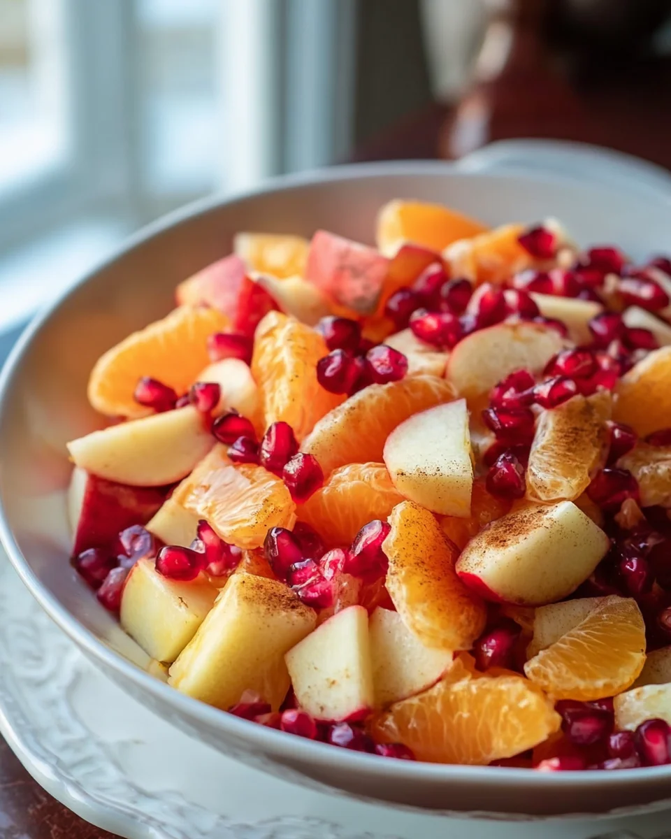 Bright Winter Fruit Salad with Sweet Cinnamon Vanilla Dressing