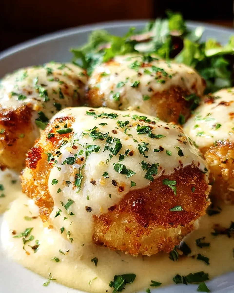 Delicious Chicken Pillows with Creamy Parmesan Sauce