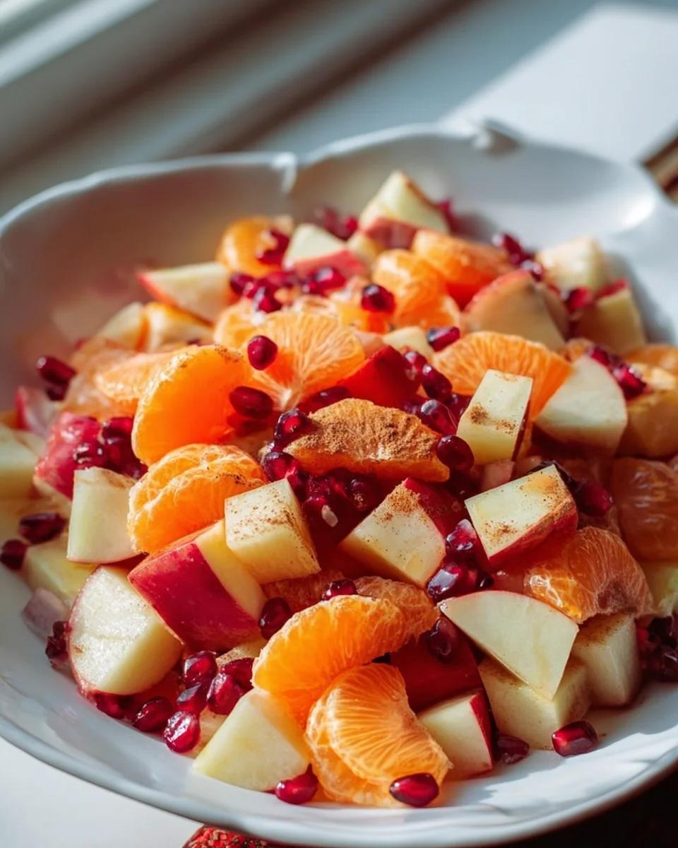 Bright Winter Fruit Salad with Sweet Cinnamon Vanilla Dressing