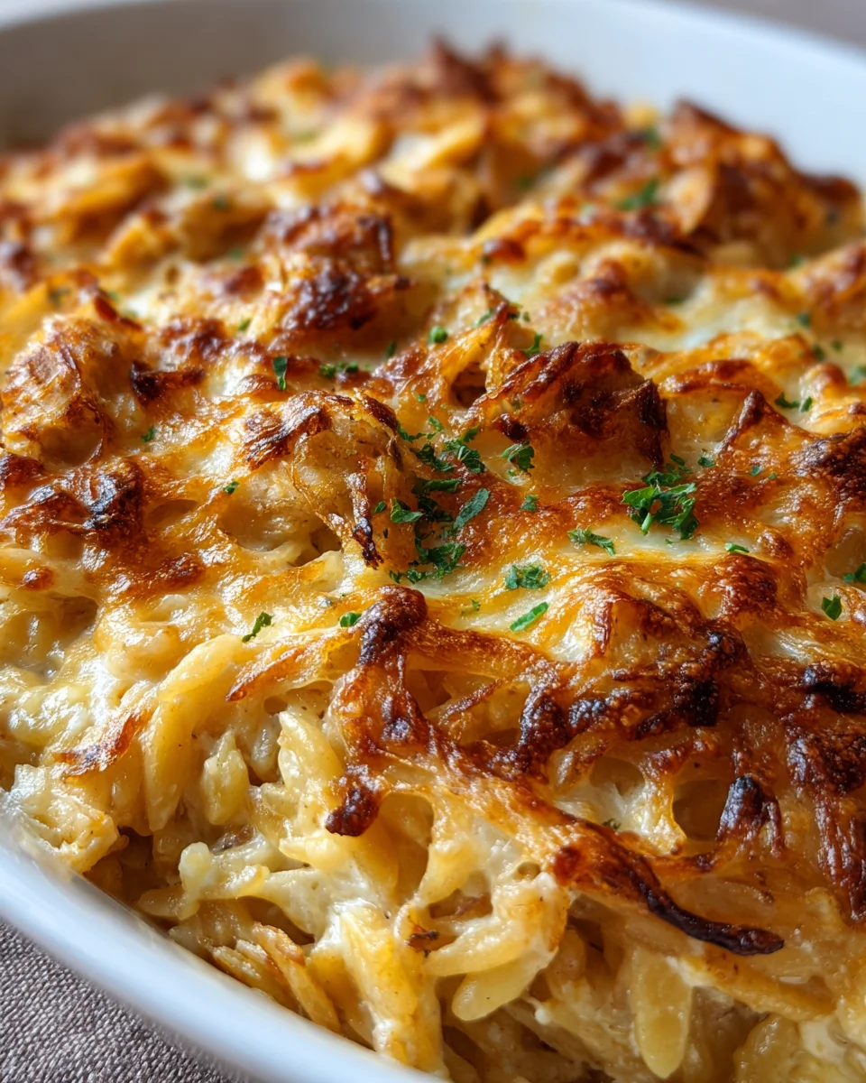 Ultimate French Onion Chicken Orzo Casserole Bake